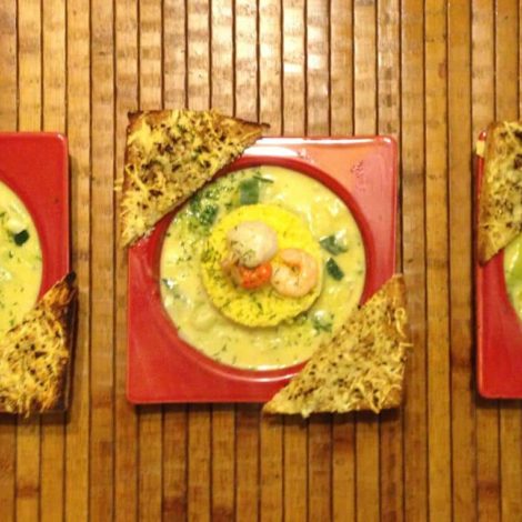 Fondue de poireaux St Jacques et Riz