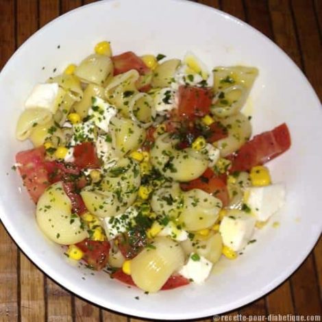 Salade de pâtes tomates et Mozzarella