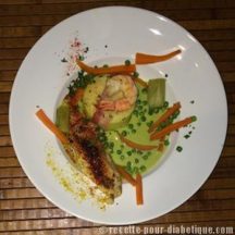 Lotte crème de petits pois et polenta safranée