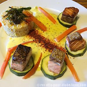 Saumon grillé et céréales