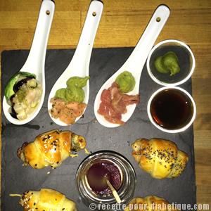 Mini-croissants et Verrines de poissons