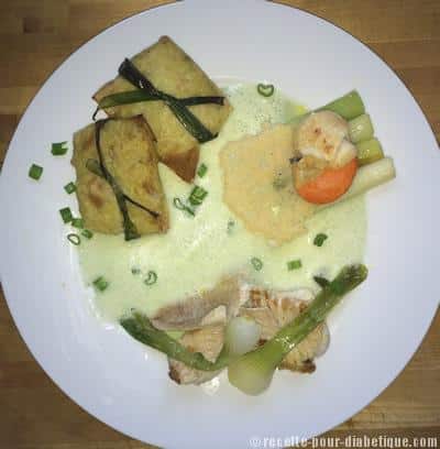 Loup aux bricks de Risotto en émulsion de fenouil