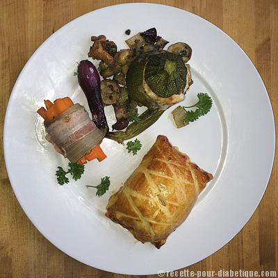 Filet mignon en croûte et sa Courgette farcie champignons