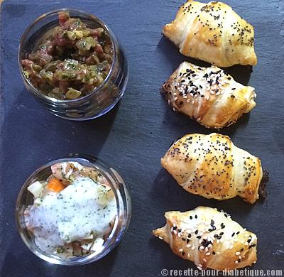 Tartares en Verrines et mini croissants salés
