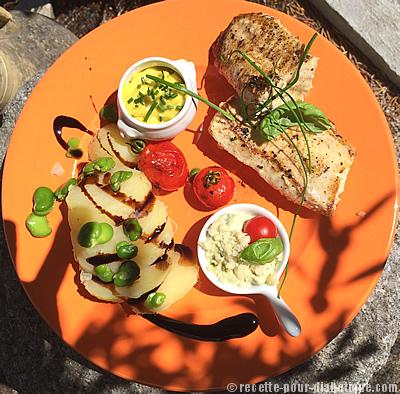 Filet de loup et ses sauces Aïoli et Basilic