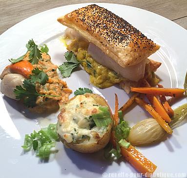 Feuilleté de Flétan safran et ses Purées de Courge et Pomme de terre