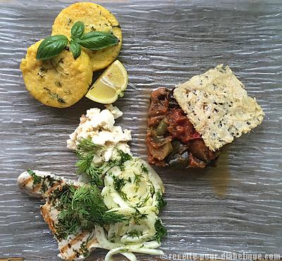 Thon grillé au fenouil, Polenta et Ratatouille