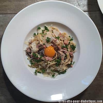 Tagliatelles à la carbonara et champignons