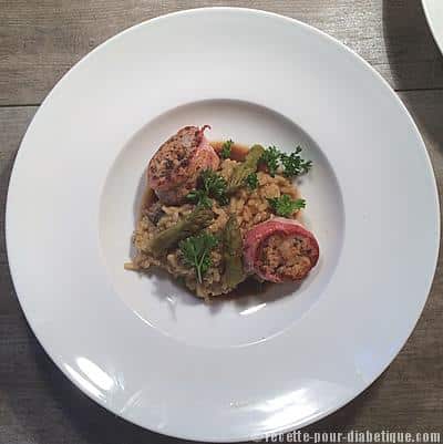 Médaillon de veau haché et son Risotto aux Morilles et Asperges