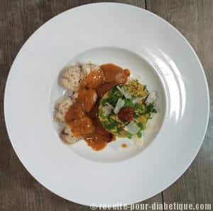 Lotte sauce Armoricaine et risotto jaune aux fèves