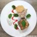 Saumon en croûte d'épices et pain perdu d'épinards