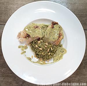 Dorade sauce basilic et son risotto à l'oseille