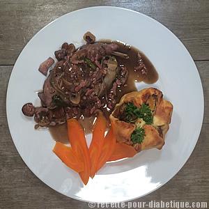 Civet de Lapin aux marrons et son feuilleté aux cèpes (sans vin)