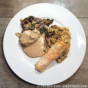 Filet de Boeuf au Poivre , Crozets et Filo aux cèpes