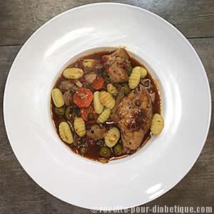 Lapin aux câpres, olives et champignons