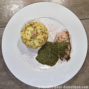 Dos de lieu Noir, Purée aux courgettes et coulis de poivron