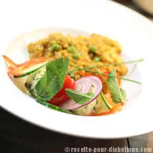 Risotto Curry Noix de coco aux Boulettes de Poisson à la Menthe