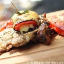 Côte de veau et son aubergine roulée Tomate Mozzarella
