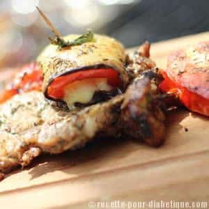 Côte de veau et son aubergine roulée Tomate Mozzarella
