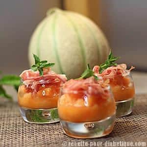 Verrines de Melon Glacé et chiffonnade de Jambon de Parme