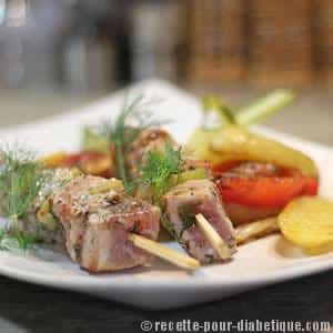 Brochettes de Thon et Légumes grillés à la Plancha