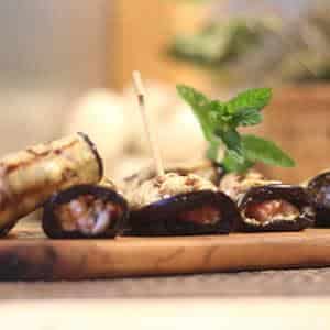 Aubergines roulées à la feta
