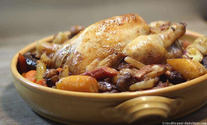 Chapon farci Foie Gras et Marrons aux légumes anciens