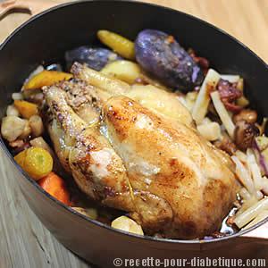 Chapon farci Foie Gras et Marrons aux légumes anciens