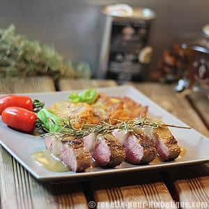 Magret de canard au Miel et Romarin et ses beignets de courgettes