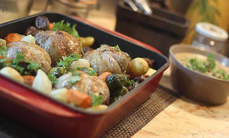 Cuisses de Pintade farcies et légumes d'Hiver