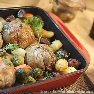 Cuisses de Pintade farcies et légumes d'Hiver