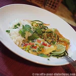 Flétan au Curry et sa Julienne de légumes