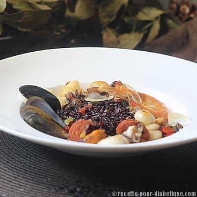Risotto de Riz Noir (Riz venere) aux Fruits de Mer