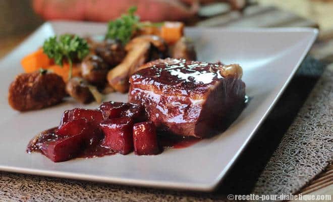magret-pommes-vin-rouge