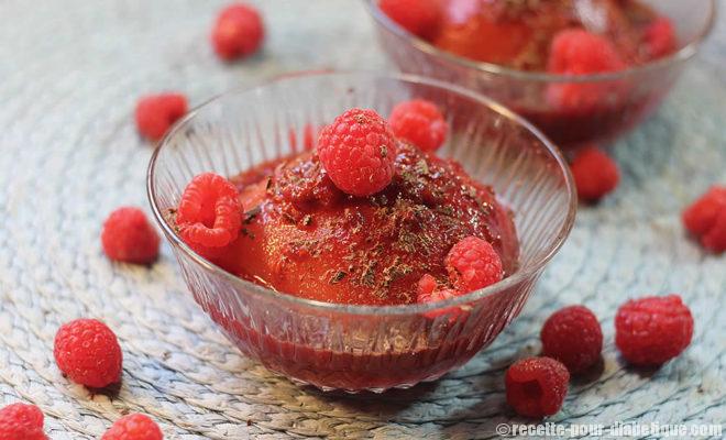 poires pochées à la framboise