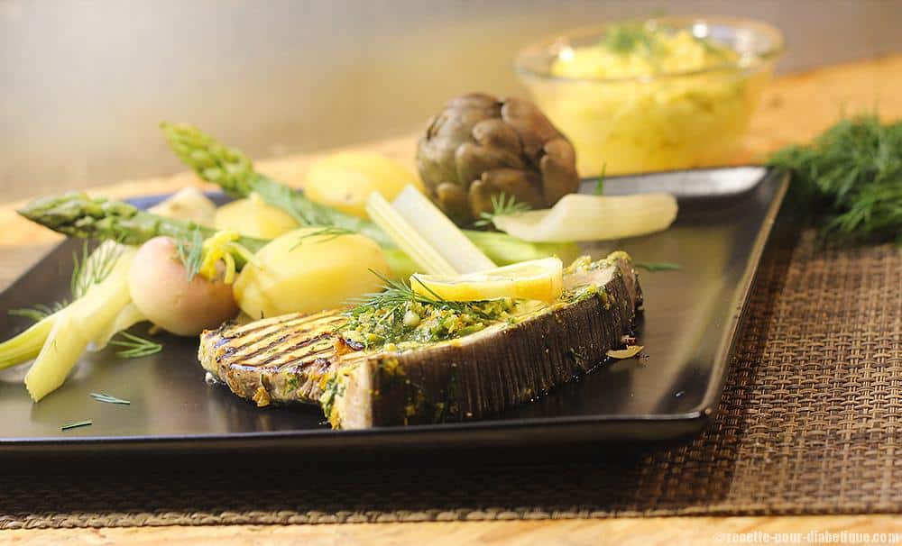 Espadon grillé, sa Gremolata et Aioli allégée