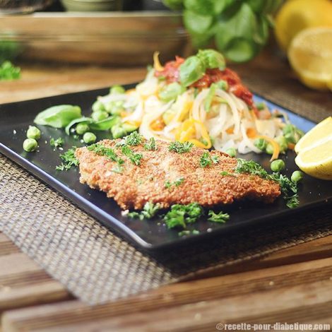 Escalope à la Milanaise (allégée) et Spaghettis de Légumes