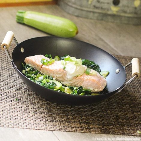 Saumon et sa poêlée d' Épinards et Courgettes