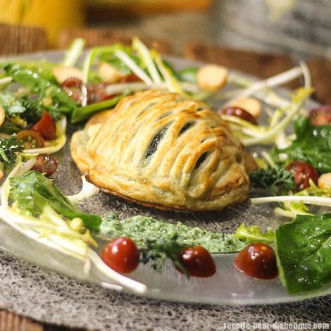 Feuilleté Cabillaud épinards et sa Salade de Pissenlit