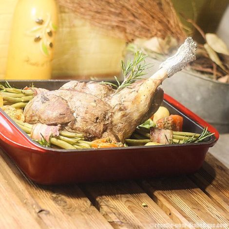 Gigot d'Agneau dégraissé au Romarin et Légumes