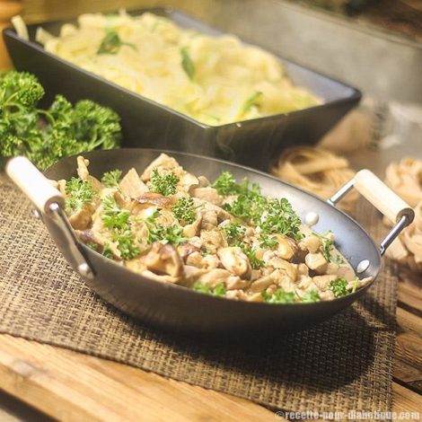 Émincé de veau aux champignons Shiitaké et à la crème