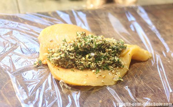 Poulet vapeur farci aux champignons Shiitaké