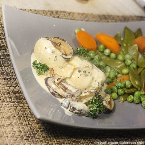Poulet vapeur farci aux champignons Shiitaké
