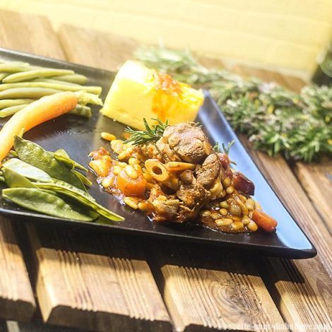 Osso Buco d'Agneau , Légumes et Polenta