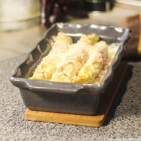 Asperges blanches au Bacon gratinées