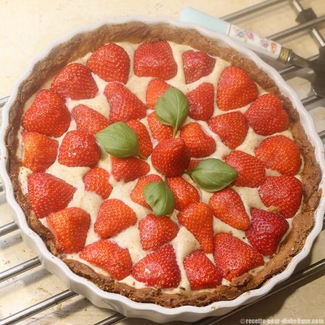 Tarte aux Fraises IG bas , crème pâtissière et Basilic