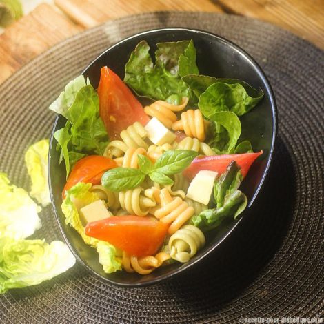 Salade de Pâtes colorées Italiennes à la Tomate et Mozzarella