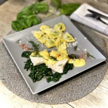 Eglefin aux Ravioli ou Tortellini Ricotta Épinards