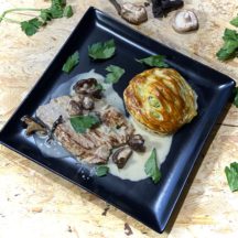 Escalope de Veau à la crème et son feuilleté Courgette