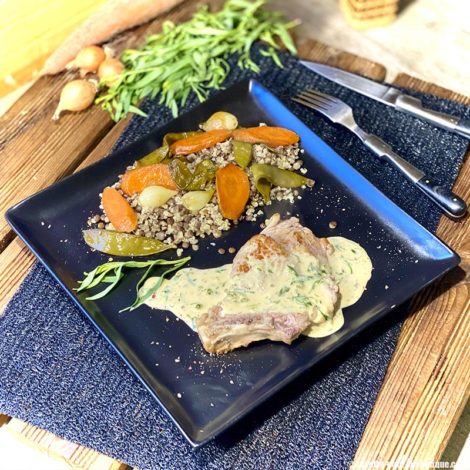 Côte de Veau sauce Estragon et accompagnement à IG Bas